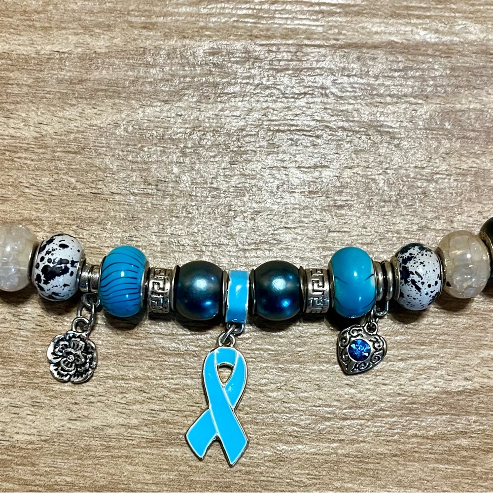 Blue and Silver Ribbon Charm Set (17 pcs)